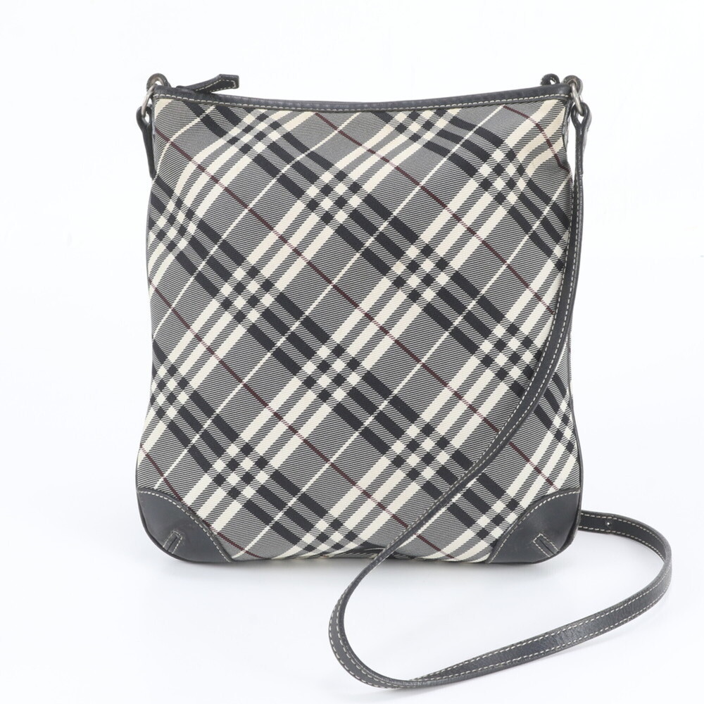 Burberry Check Pattern Canvas Leather Shoulder Bag Handbag Tote Black Women's